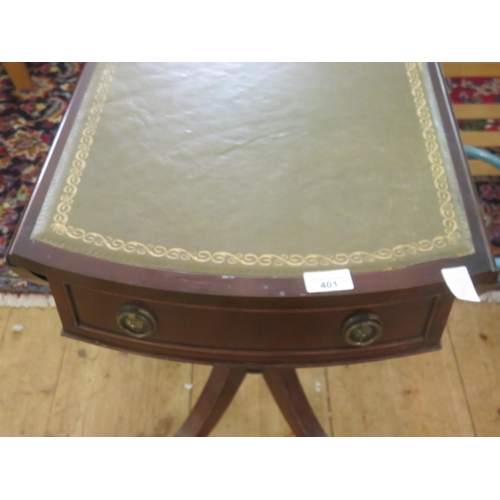 401 - Single Drawer Leather Topped Drop Leaf Occasional Table