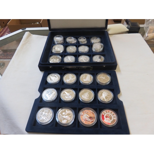 68 - Case Containing 29 Silver Olympic Games Coins