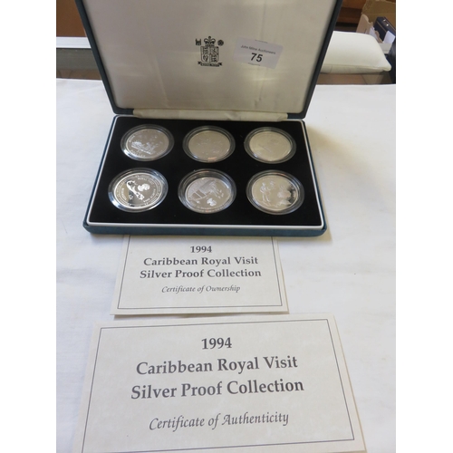 75 - 1994 Caribbean Royal Visit 6 Coin Silver Proof Set