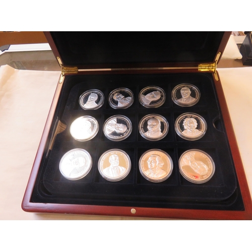 76 - Cased Set of 22 Silver Plated Presidents of the USA Coins