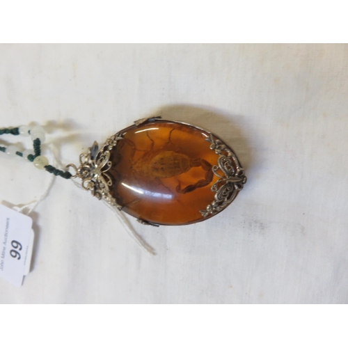 99 - Large Scorpion Set in Amber Style Pendant