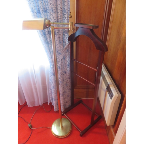 209 - Small Reproduction Mahogany Lamp Table, Brass Adjustable Lamp and Gents ValetStarting Bid 10 GBP... 