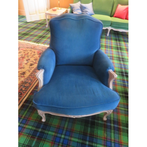 227 - Pair of Limed Wood Framed Light Blue Upholstered ChairsStarting Bid 50 GBP
