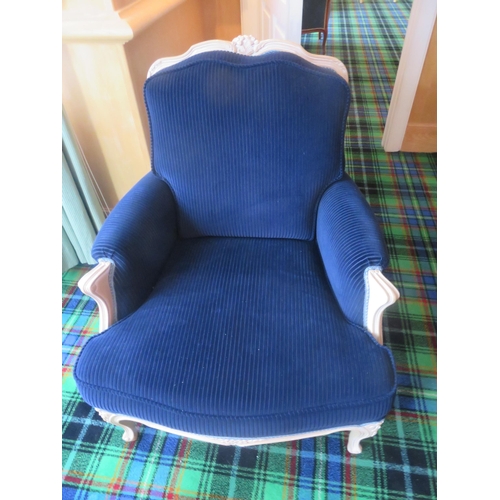 231 - Pair of Limed wood dark blue upholstered ArmchairsStarting Bid 50 GBP