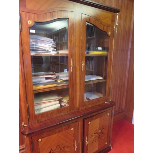 233 - French style Inlaid and wood glazed bookcase/undercabinet, 49 ins. wide x 78 ins. tallStarting Bid 5... 