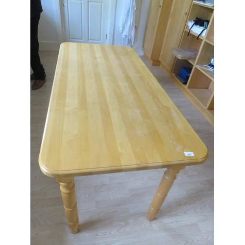 262 - Light Wood Kitchen Table 5ft. x 26 ins. plus one smallerStarting Bid 15 GBP