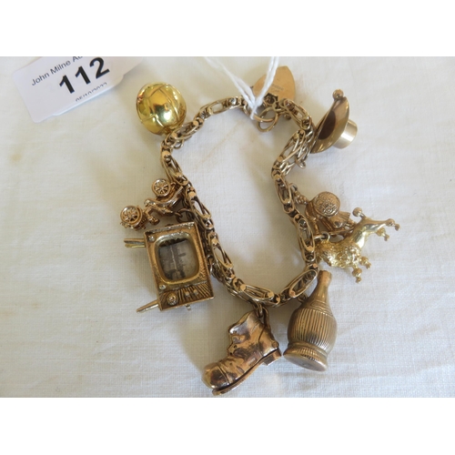 112 - 9ct. Gold Charm Bracelet 39.1 grams