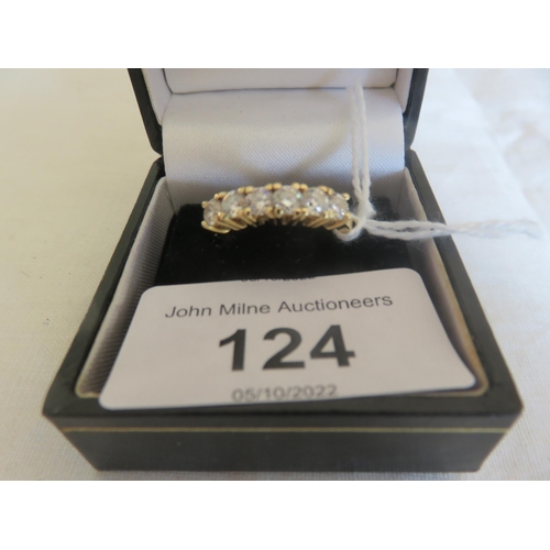 124 - 18ct. Yellow Gold 6 Stone Straight Set Diamond Ring, shank size N½