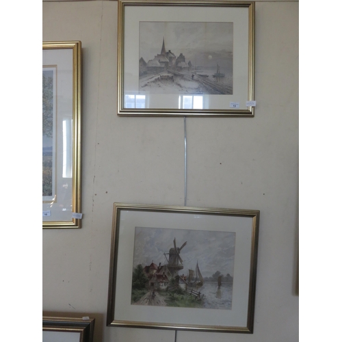 13 - Pair of Gilt Framed Dutch Scene Watercolours