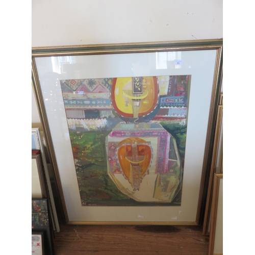 15 - Large Framed Watercolour 