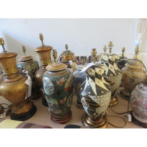 446 - Large quantity of Chinese style and other table lamps