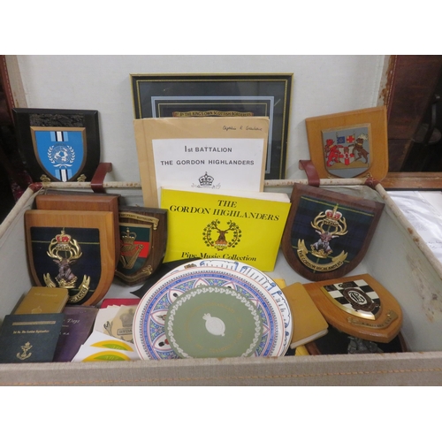 113 - Case with Gordon Highlanders Memorabilia, Plaques, Pictures, Records, Ephemera and Others