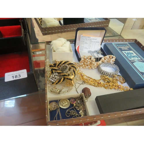 183 - Quantity of Costume Jewellery, Medallions, Necklaces, Box of Sheffield Table Cutlery with Black Jewe... 