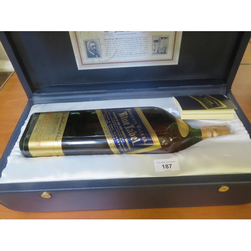 187 - 1.75lt Johnnie Walker Blue Label in Presentation Case With Box