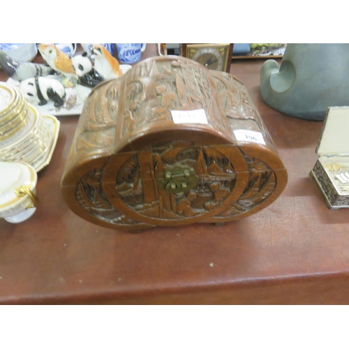 196 - Eastern Style Carved Lidded Box with Two Others Inside Matching