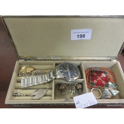 198 - Metal Jewellery Box and Contents