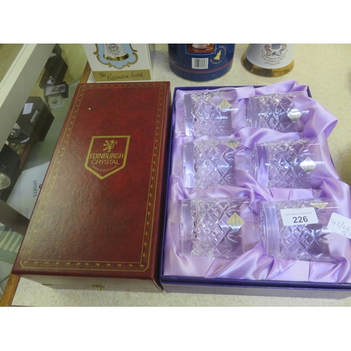 226 - Boxed Edinburgh Crystal Decanter, Boxed Set of Six Whisky Tumblers