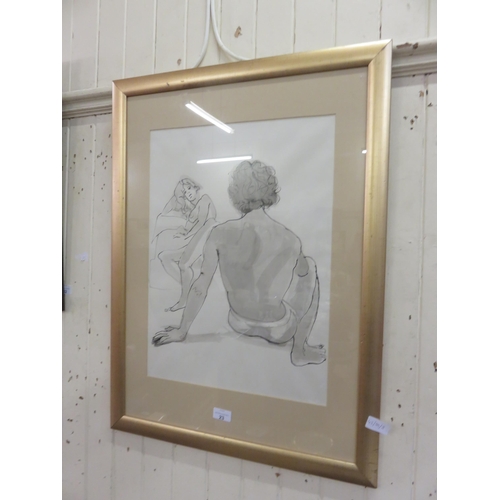 23 - Framed Ink and wash Picture - Adonis Number 2 - Bill Baxter