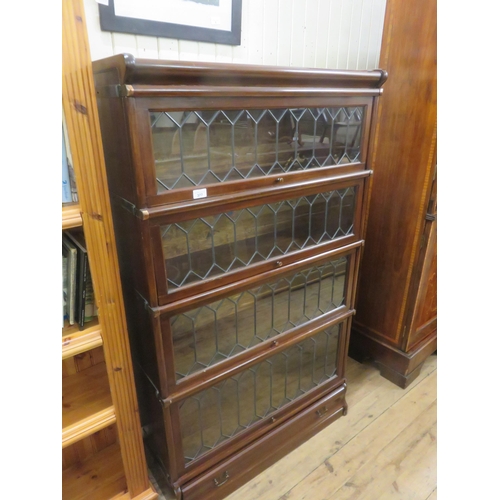 377 - Globe Wernicke Mahogany and Glazed Four Part Sectional Bookcase