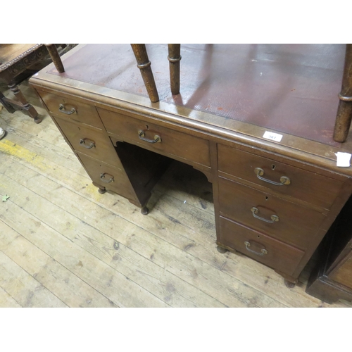 387 - Small Oak Double Pedestal Writing Desk