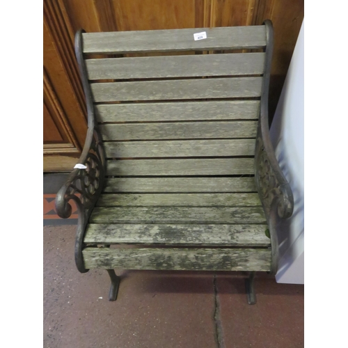 409 - Wrought Iron and Wooden Garden Chair