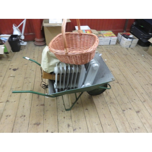 434 - Wheelbarrow, Sewing Machine, Two Heaters and Basket