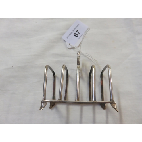 67 - Small Birmingham Silver, Four Division Toast Rack