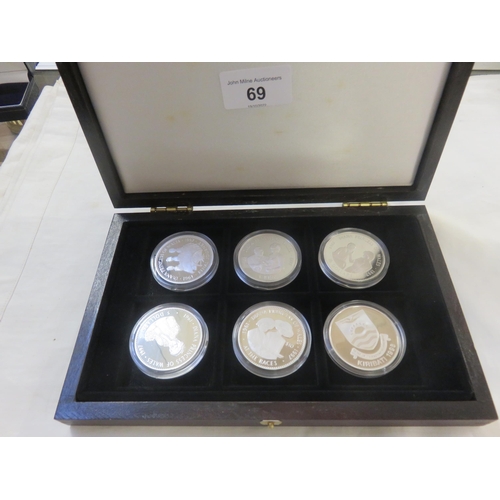 69 - Set of Six Silver Princess Diana Coins in Wooden Case