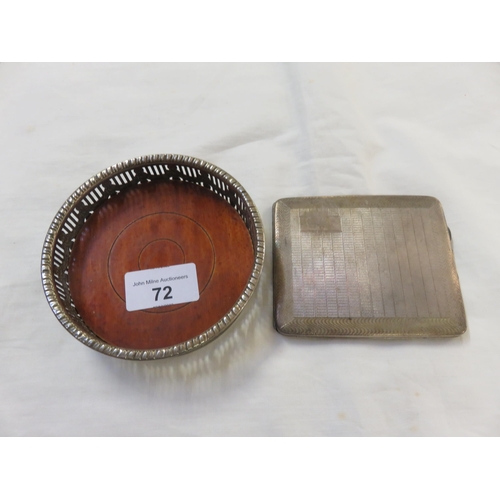 72 - Silver Cigarette Case and Plated Wine Slide