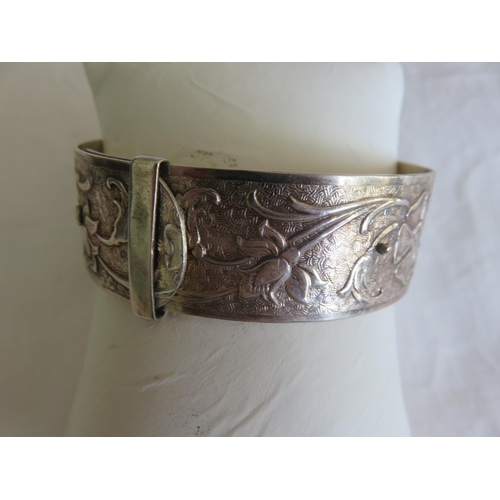 113 - Engraved Silver Bangle 43.3 grams