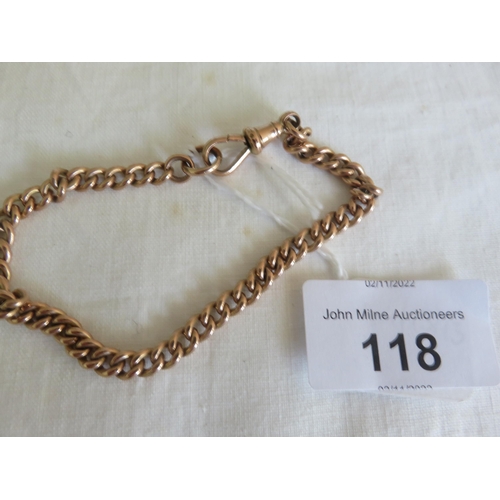 118 - Small 9ct Rose Gold Albert Type Chain 16.6. grams