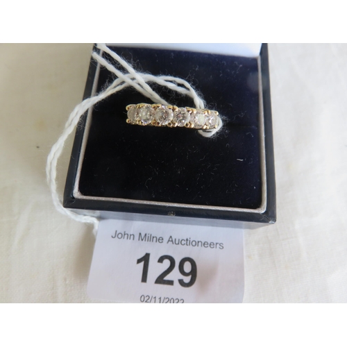 18ct Yellow Gold Six Stone Straight Set Diamond Ring - size  N½