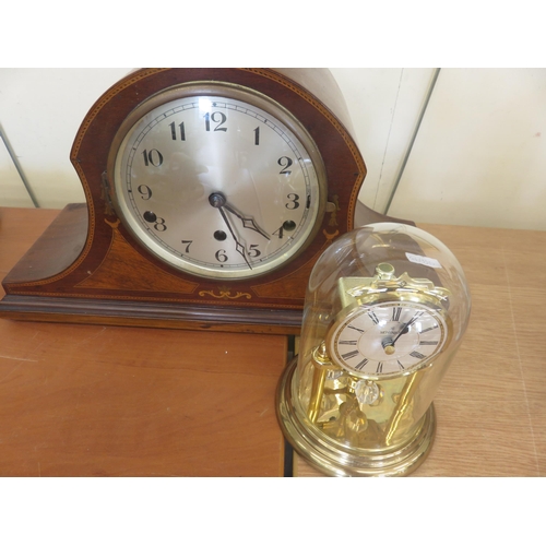 175 - Wooden Case Mantel Clock and Glass Cased Mantel Clock