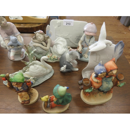 213 - Seven Lladro and Three Hummel Figures - Some Boxed