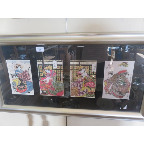 35 - Framed Four Part Print - Geisha Girls