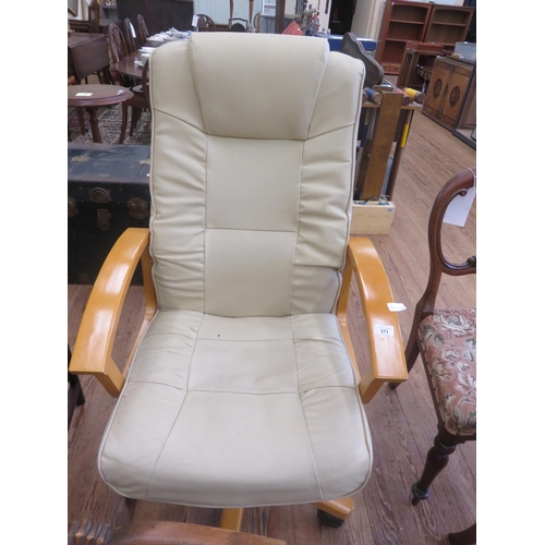 371 - Cream leather desk chair