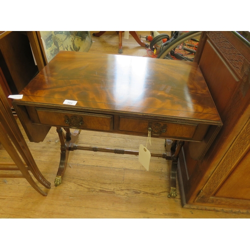 393 - Mahogany two drawer drop leaf table