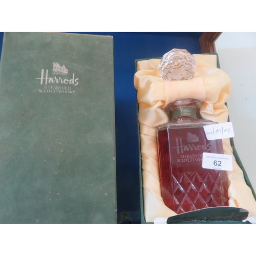 62 - Cased Harrods 21 Year Old Whisky