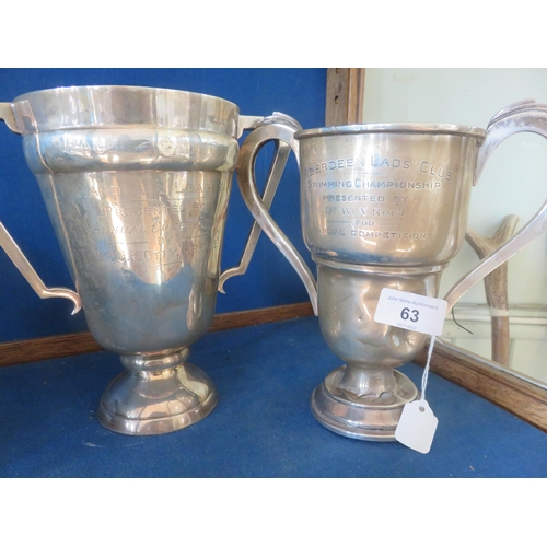 63 - Woodside Lads Club Handball Trophy Birmingham 1938 and Aberdeen Lads Club Swimming Championship Trop... 