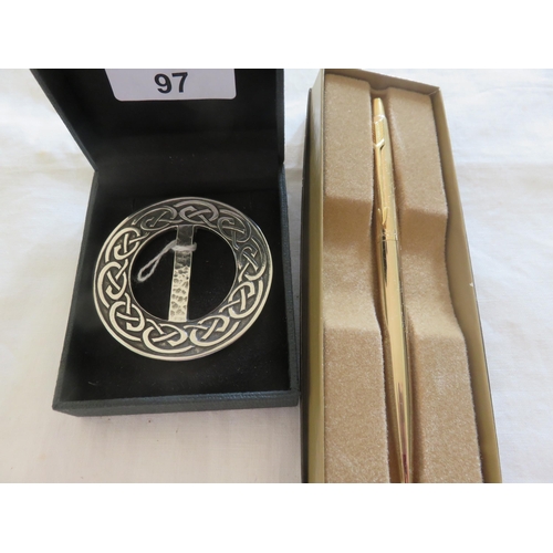 97 - Parker Pen and a Celtic Style Brooch