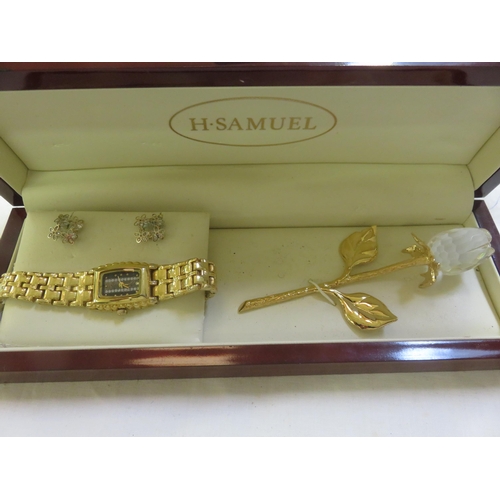 308 - H Samuel Rose, Watch and Earring Set