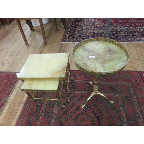 433 - Small Nest of Tables and Occasional Onyx Type Topped Table