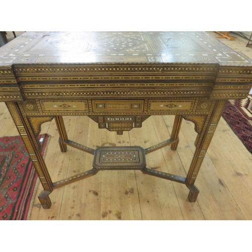 432 - Moorish/Syrian Mother of Pearl Marquetry Inlaid Games Table.  This was purchased in 1919 as per writ... 