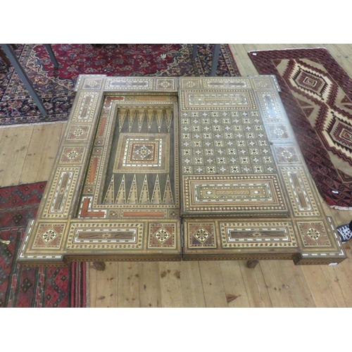 432 - Moorish/Syrian Mother of Pearl Marquetry Inlaid Games Table.  This was purchased in 1919 as per writ... 