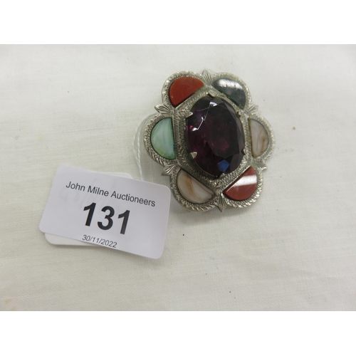 131 - Silver Brooch with Agate Stones