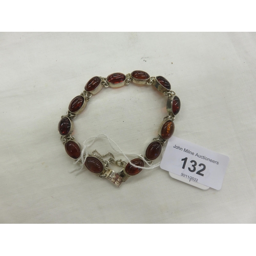 132 - Silver and Amber Bracelet