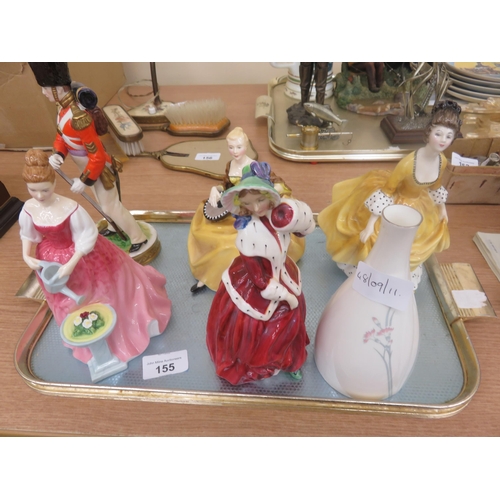 155 - Four Royal Doulton Figures, Doulton Vase and One Other Figure of a Soldier