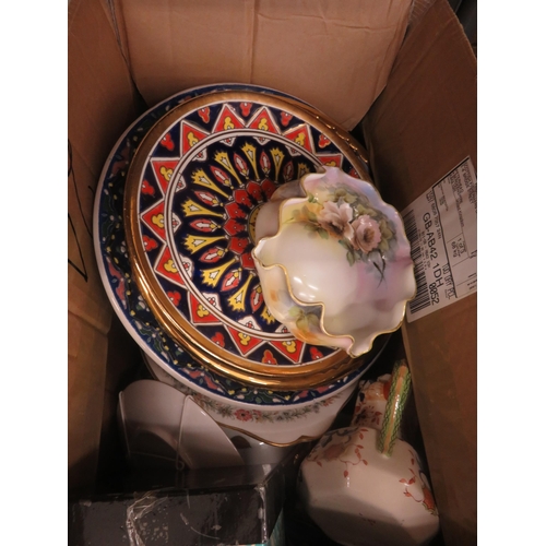 168 - Box with Paragon Tea Set, Noritake Dish, Plates etc.