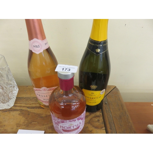 173 - Two Bottles of Prosecco and Bottle of Raspberry Gin