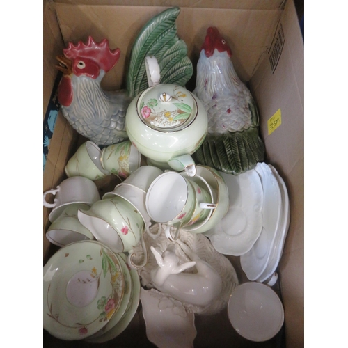 245 - Box of Staffordshire and Aynsley Tea ware